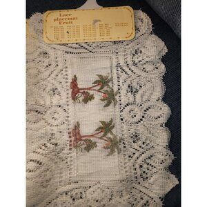 Palm trees Lace Placemat Set Of 2 Side Coffee Table White Cover Size 13" x 18"